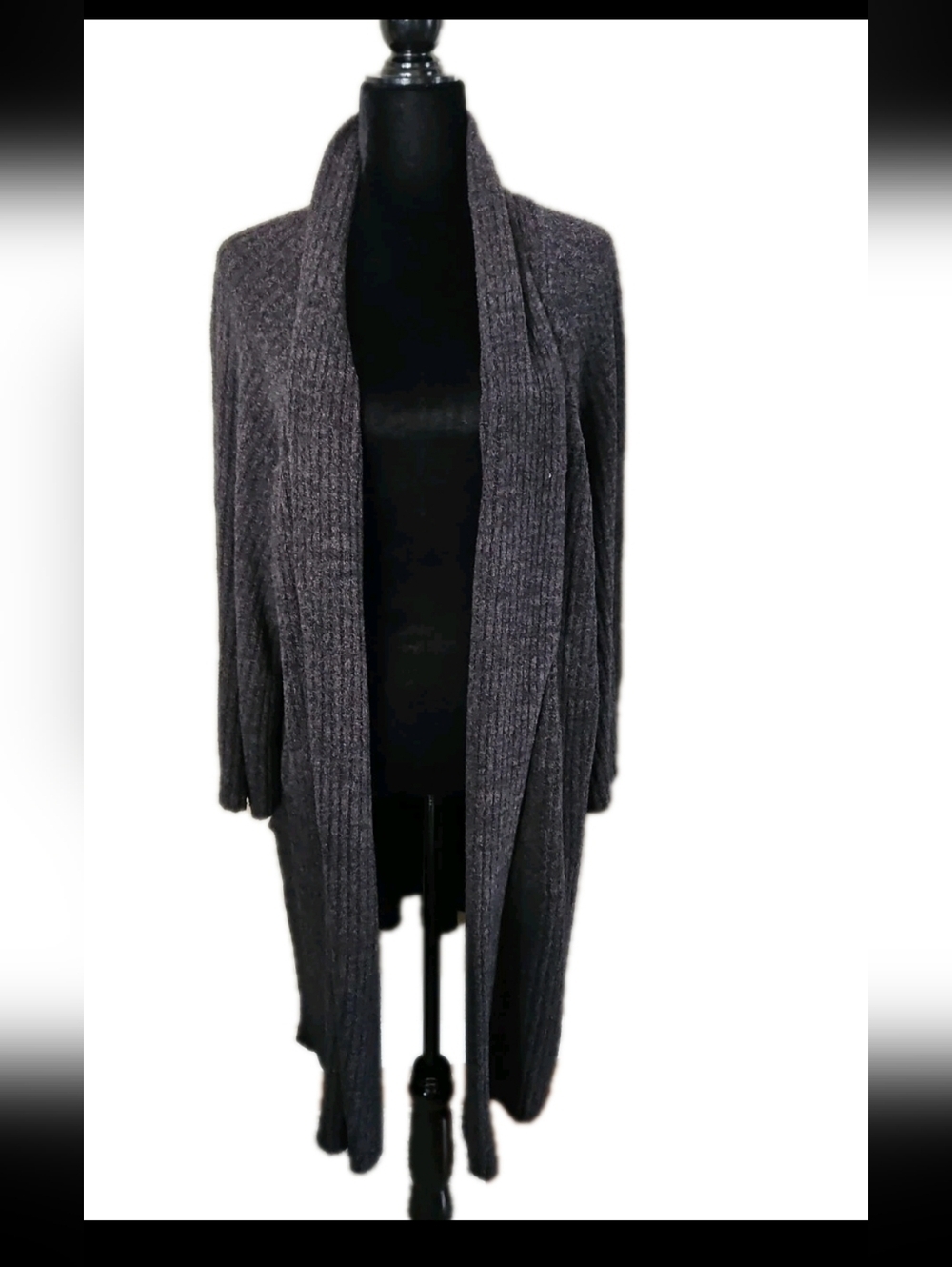 Barefoot Dreams Womens Gray Long Ribbed Knit Open Front Soft Cardigan 2X